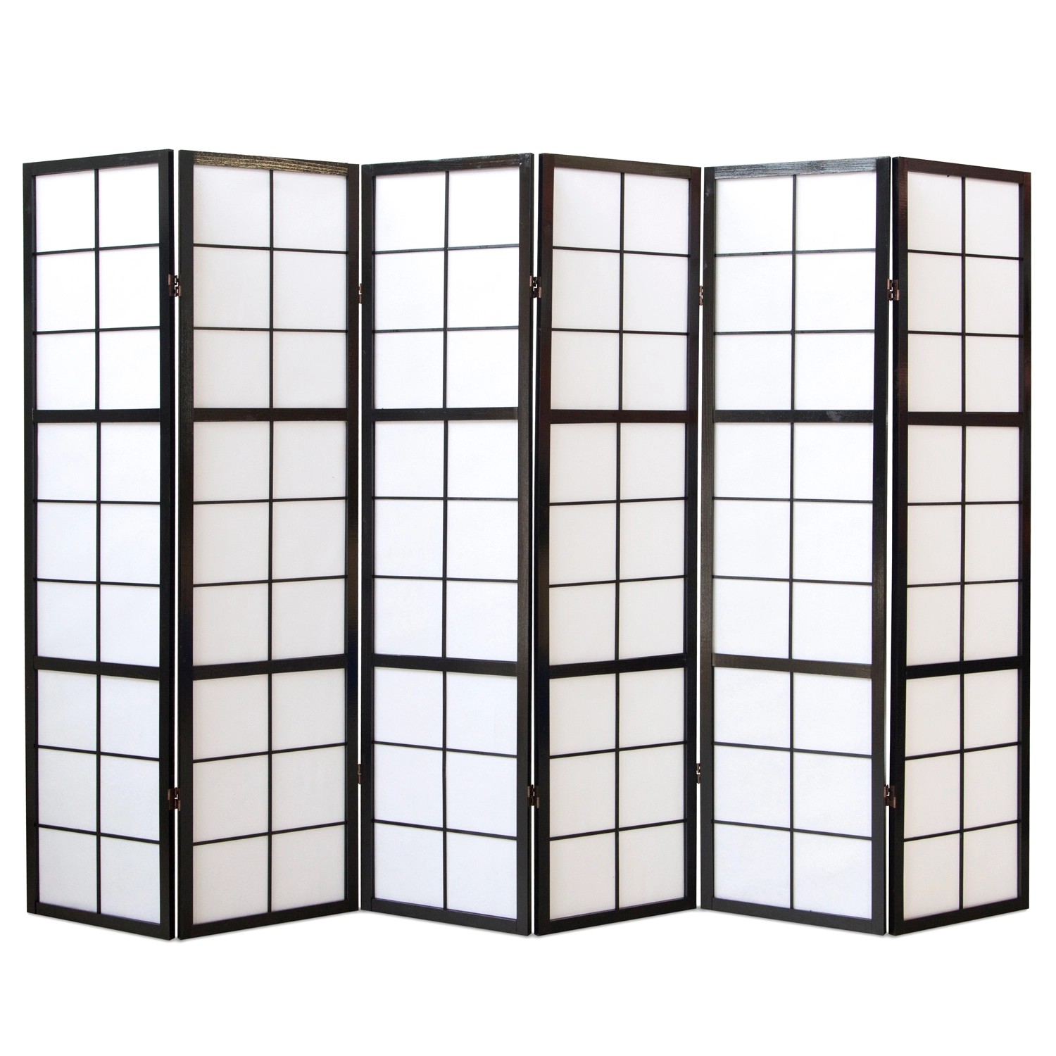 Homestyle4u 6-tlg. Paravent Shoji in Schwarz 264x175 cm 284 günstig online kaufen