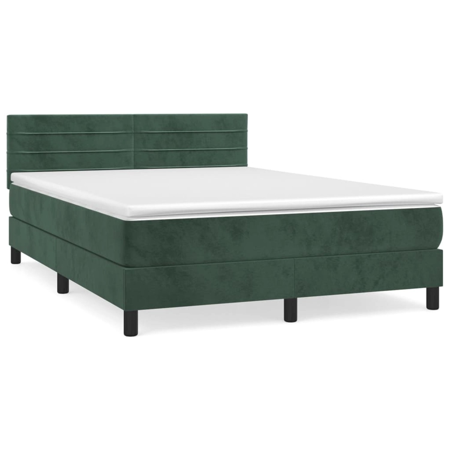 vidaXL Boxspringbett mit Matratze Dunkelgrün 140x200 cm Samt 3141368 günstig online kaufen