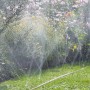 Gardena Schlauch-Regner (15 m, braun) bewässert Rasen und Blumenbeet mit feinem Sprühregen.