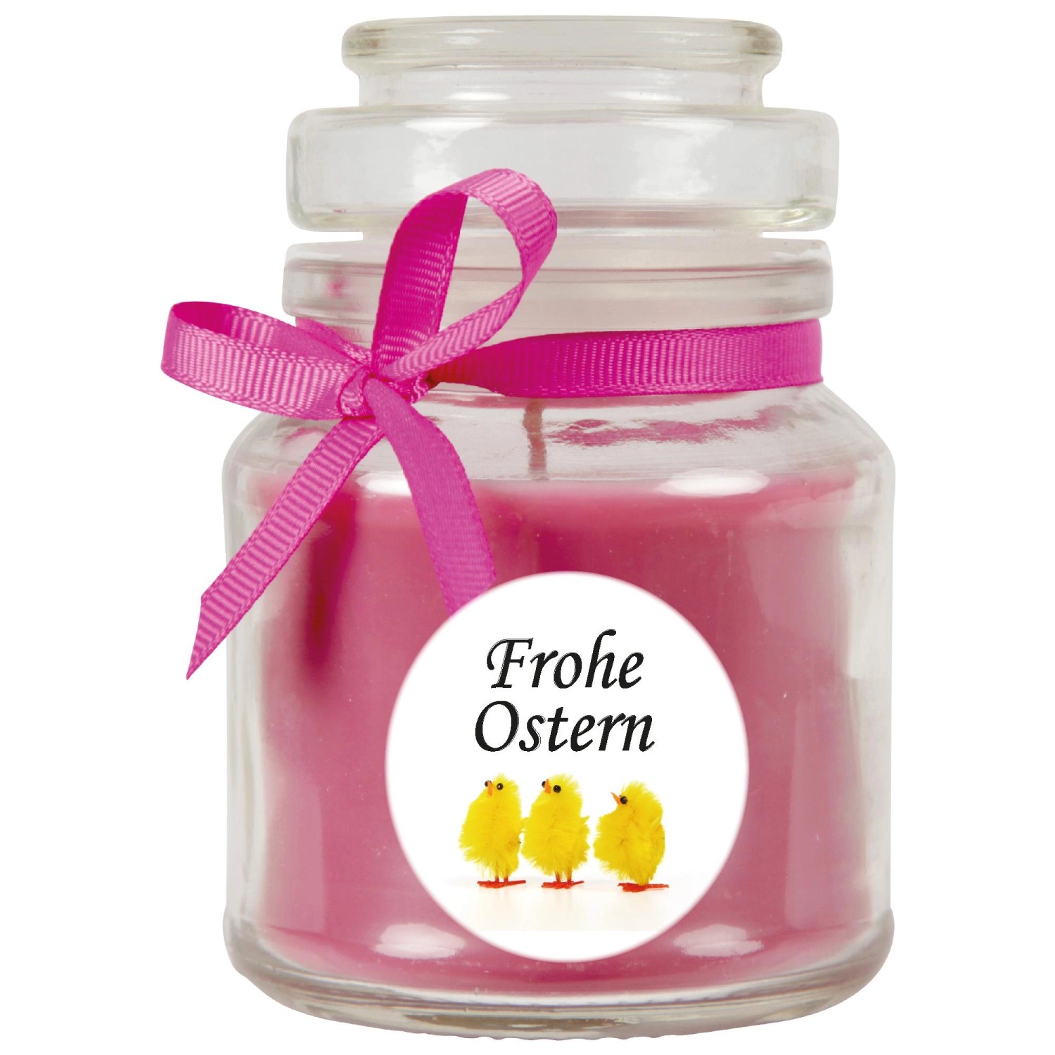 HS Candle Duftkerze & Glas Frohe Ostern Bonbon Ø7 cm Lavendel Küken günstig online kaufen