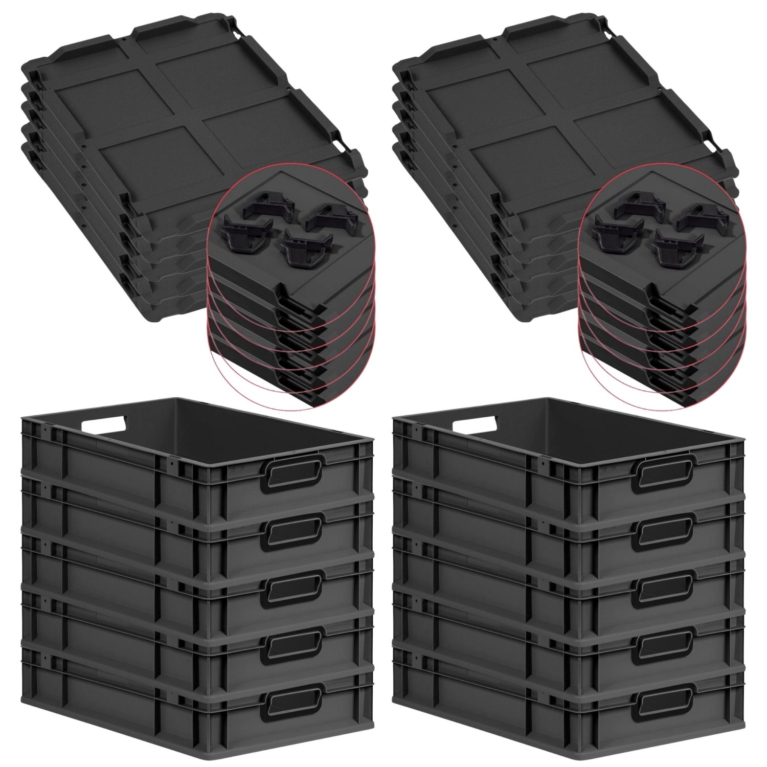 PROREGAL SparSet 10x Eurobox Nextgen Color Mit Auflagedeckel HxBxT 12x40x60 günstig online kaufen