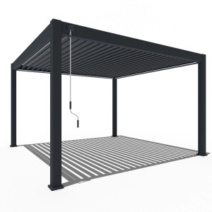 Freistehender Weide Deluxe Plus Aluminium Pavillon 4x4 m in Anthrazit mit verstellbarem Lamellendach.