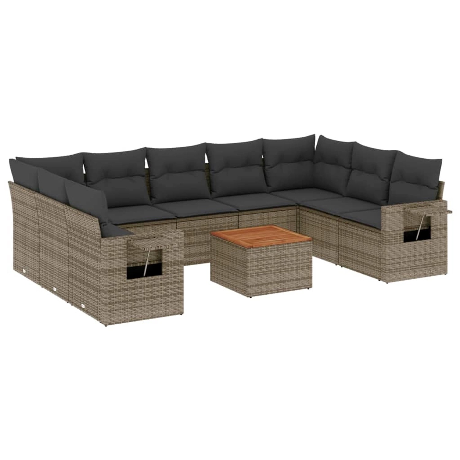 vidaXL 10-Tlg Garten-Sofagarnitur mit Kissen Grau Poly Rattan 3257040 günstig online kaufen