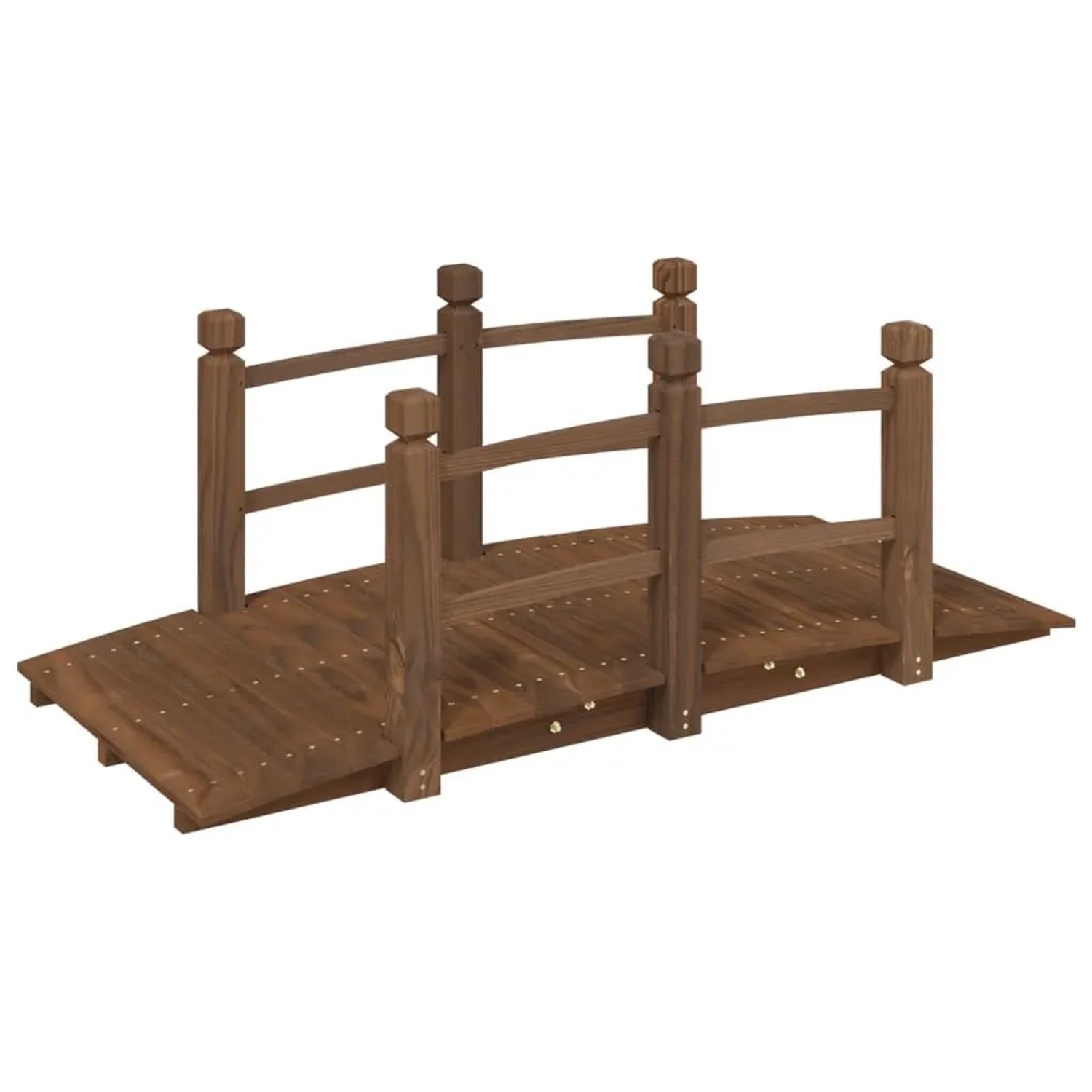 DELUKE Holzbrücke Mit Geländer ROBBI Braun 150x67x56cm Gartenbrücke Mit Geländer Teichbrücke Holzsteg Gartendeko Teich Garten