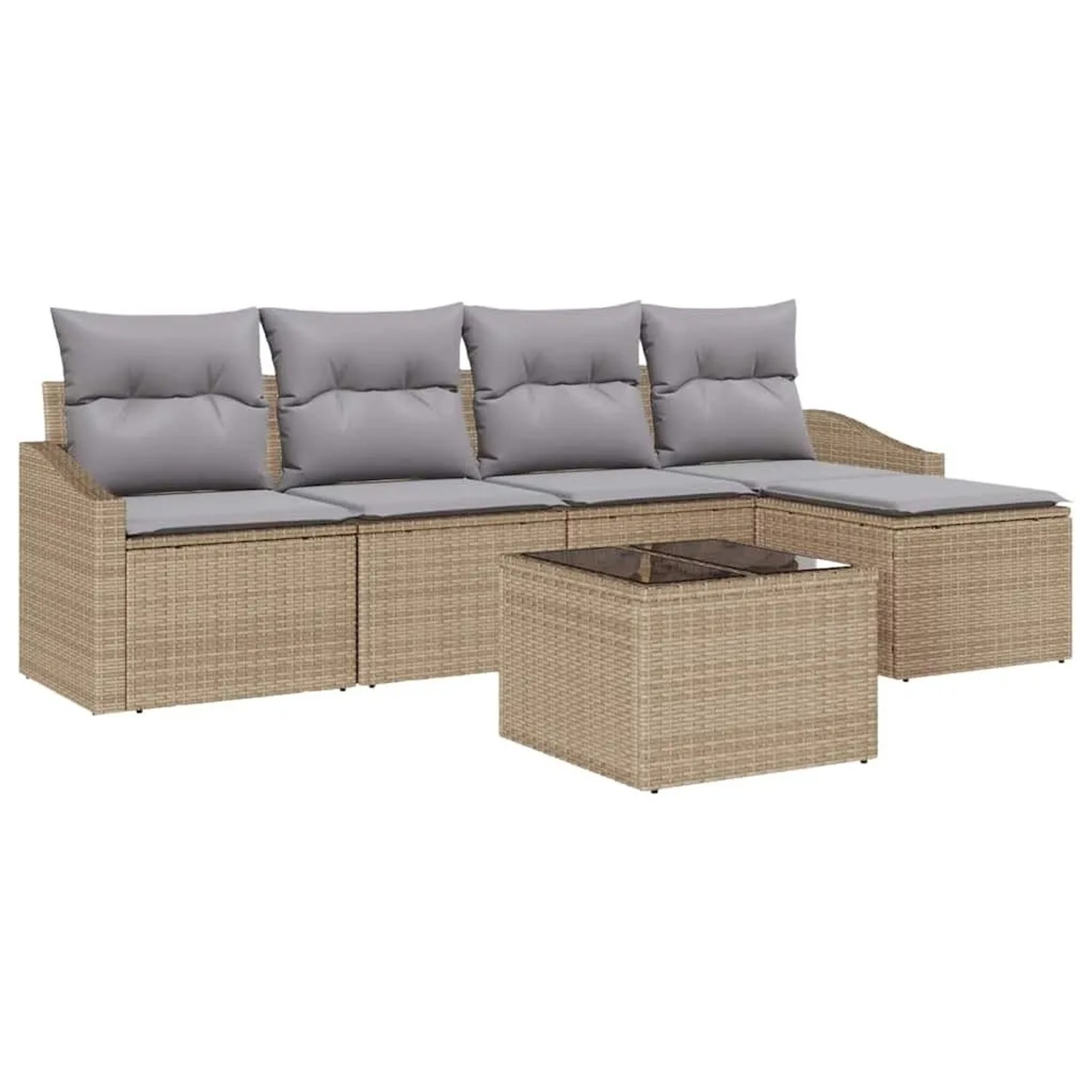 vidaXL Sofa Set mit Kissen 6-Tlg Beige und Hellgrau Poly-Rattan 3355359 günstig online kaufen