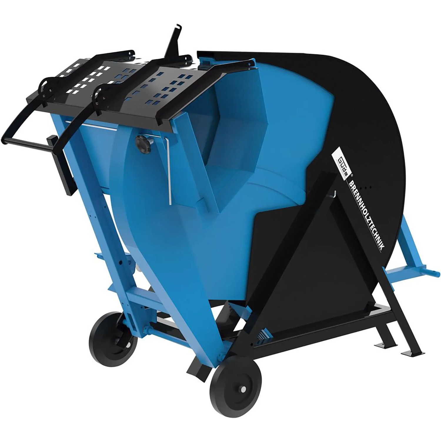 Güde Wippsäge GWS 700 ZR HM-2: Blaue Wippkreissäge mit Fahrwerk und schwarzer Sägeblattschutzhaube.