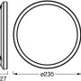 Abbildung der Ledvance Smart+ LED-Deckenleuchte Orbis Ultra Slim, schwarz, Ø 23cm, mit Maßangaben.