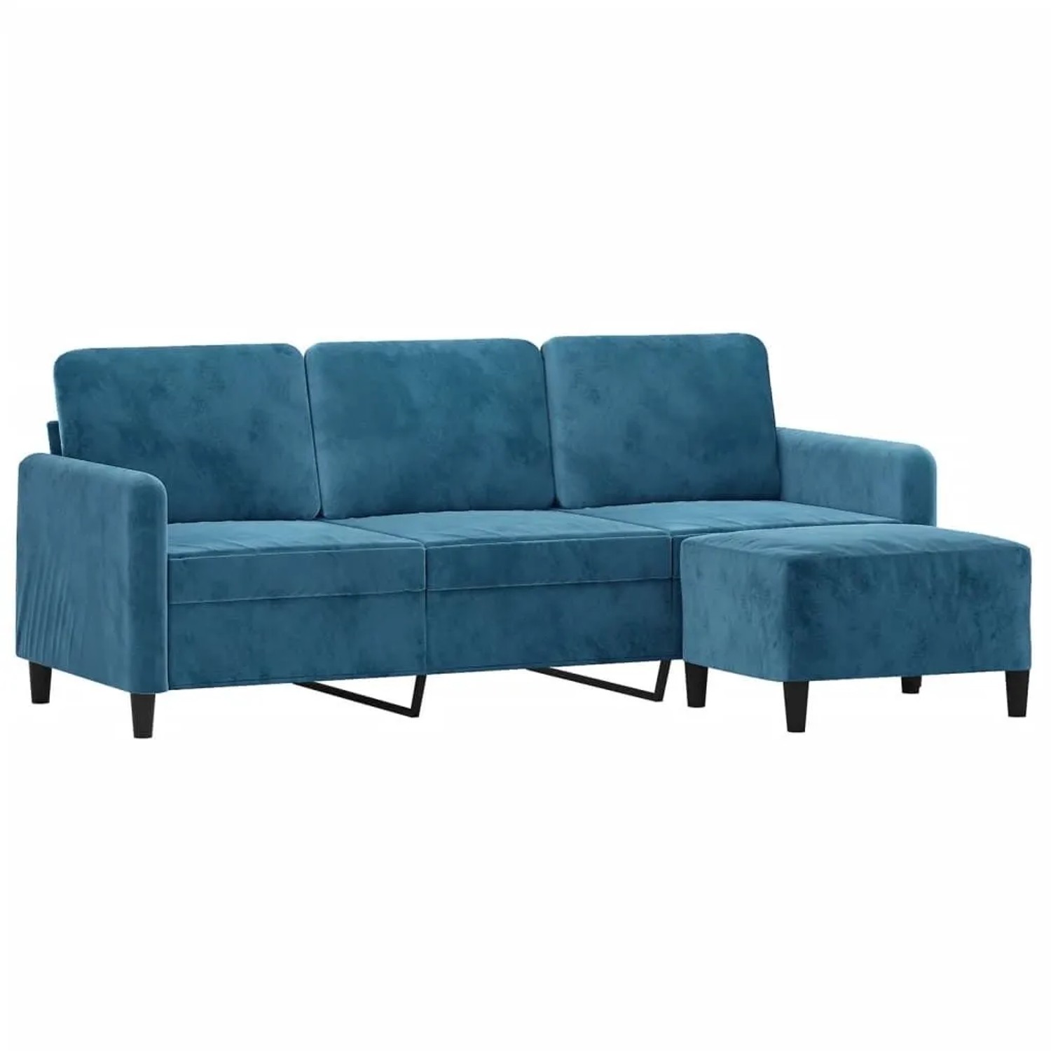 vidaXL 3-Sitzer-Sofa mit Hocker Blau 180 cm Samt 3201183