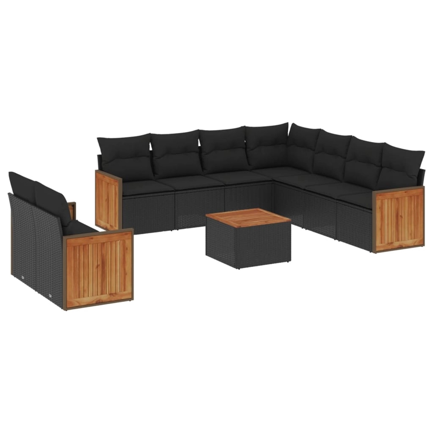 vidaXL 10-Tlg Garten-Sofagarnitur mit Kissen Schwarz Poly Rattan 3260186 günstig online kaufen