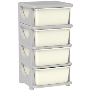 HOMCOM Schubladenschrank  Kunststoff Cremeweiß 37L x 37B x 76H cm