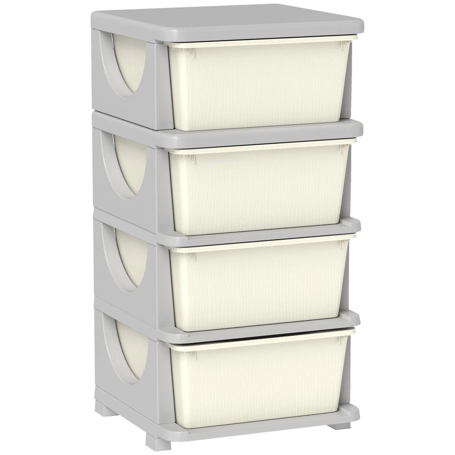 HOMCOM Schubladenschrank  Kunststoff Cremeweiß 37L x 37B x 76H cm
