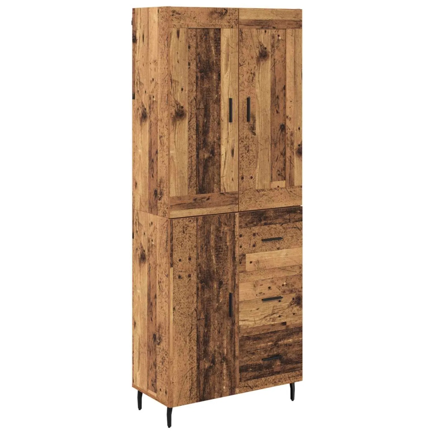 vidaXL Highboard mit Schubladen 2-Tlg Altholz Engineered Wood und Glas 3415 günstig online kaufen