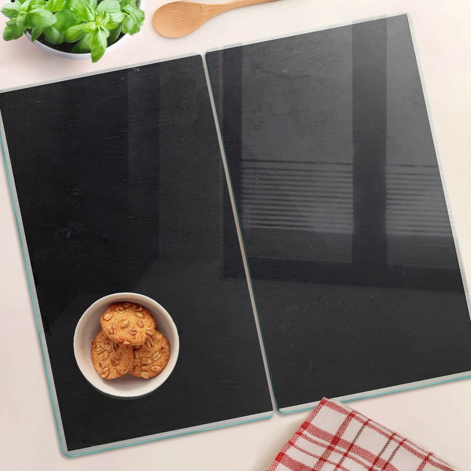 Tulup Herdabdeckplatten Set, 2 Glasplatten (30x52 cm) als Schneidebrett und Küchenschutz.