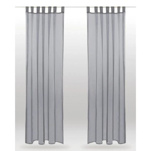 Bestlivings Dekoschal Noella, 2er Pack, Grau, Voile, 140x145 cm. Transparente Fenstervorhänge mit Schlaufen.