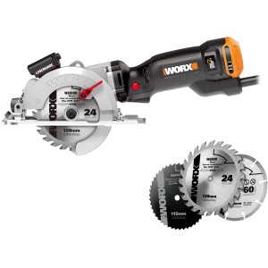 Worx WX437 Kompakt-Handkreissäge 800 W mit Sägeblättern für Holz, Metall, Kunststoff, Stein und Fliesen.