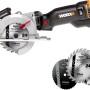 Worx WX437 Kompakt-Handkreissäge 800 W mit Sägeblättern für Holz, Metall, Kunststoff, Stein und Fliesen.