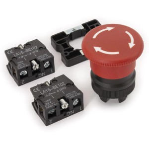 Sintron Not-Aus Schalter IN1, roter Knopf mit Pfeilen, 2 Schaltkontakte.