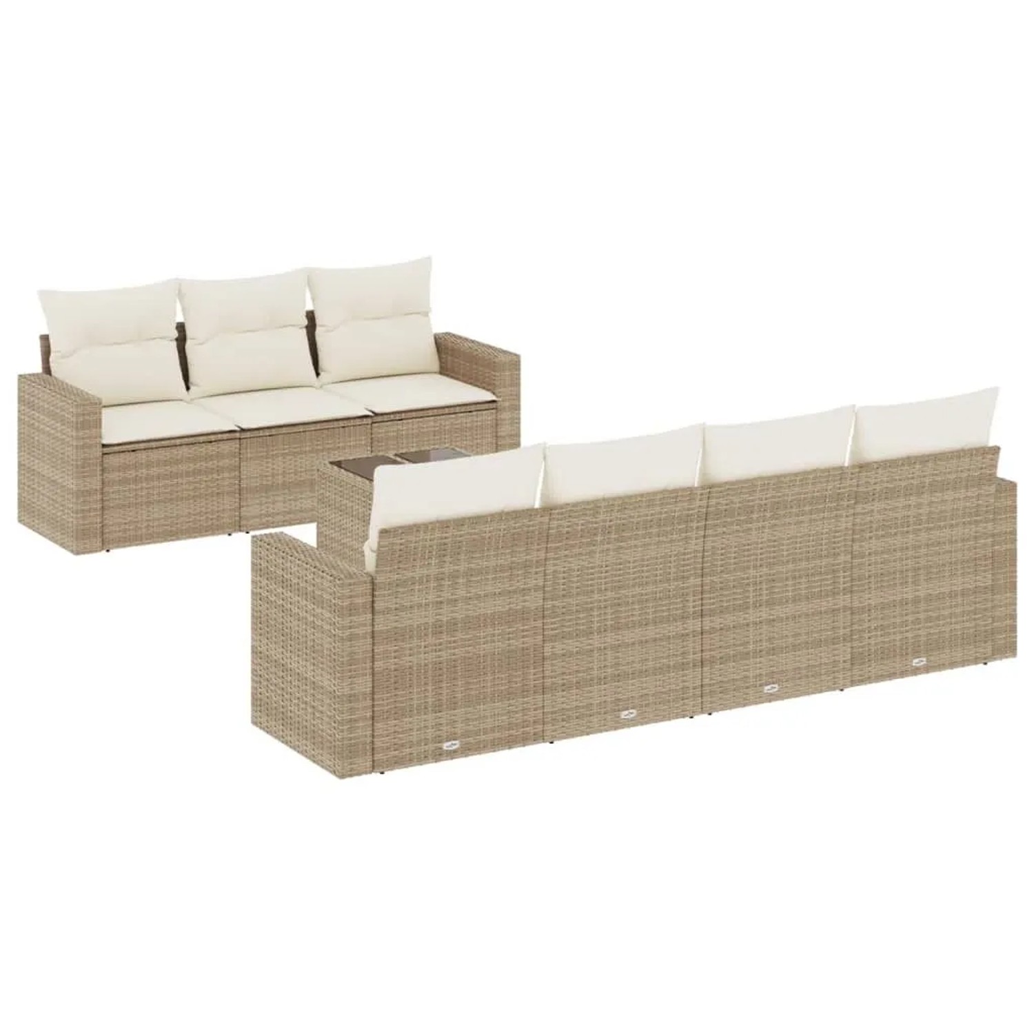 vidaXL 8-Tlg Garten-Sofagarnitur mit Kissen Beige Poly Rattan 3251065 günstig online kaufen