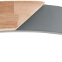 Detailaufnahme: Graue LED-Deckenleuchte Borneo (Ø 31cm) mit Holzapplikation.