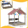 Outsunny Sandkasten mit Dach, grau-weiß, mit Sitzplatz und Wimpelkette. Ideal für Kinder von 3-7 Jahren.