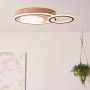 Moderne LED-Deckenleuchte Karney in Schwarz und Holz, 57x40 cm, für stimmungsvolle Innenraumbeleuchtung.