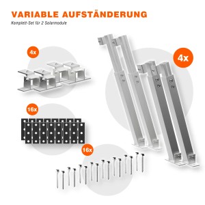 PVundSO Halterung für Balkonkraftwerk zur Aufständerung von 2 Modulen auf Dach oder Wand.