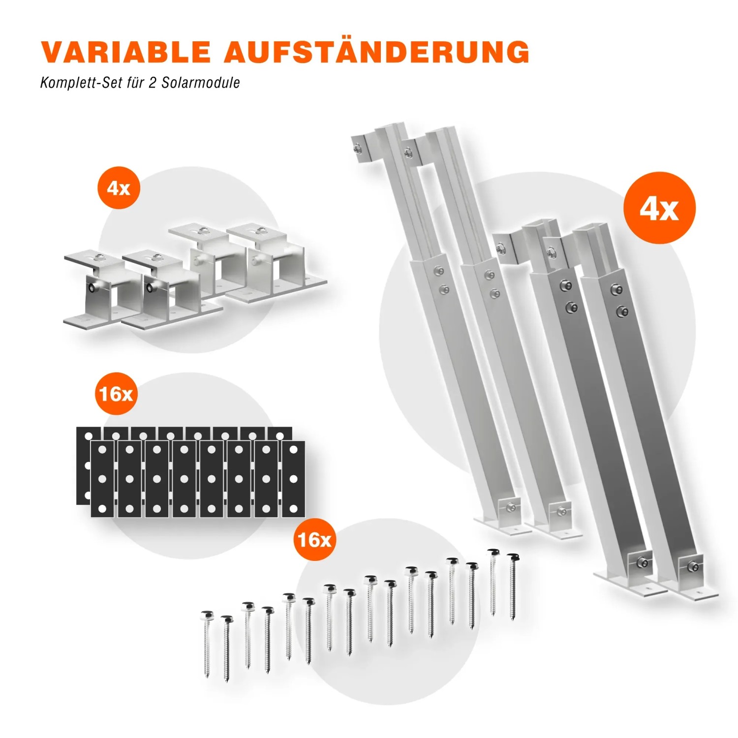 PVundSO Halterung für Balkonkraftwerk zur Aufständerung von 2 Modulen auf Dach oder Wand.