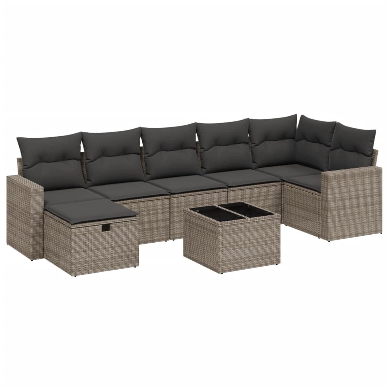 vidaXL 8-Tlg Garten-Sofagarnitur mit Kissen Grau Poly Rattan 3263516 günstig online kaufen