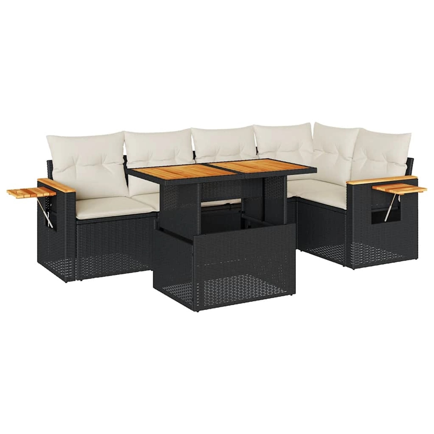 vidaXL 6-Tlg Garten-Sofagarnitur mit Kissen Schwarz Poly Rattan 3327598 günstig online kaufen