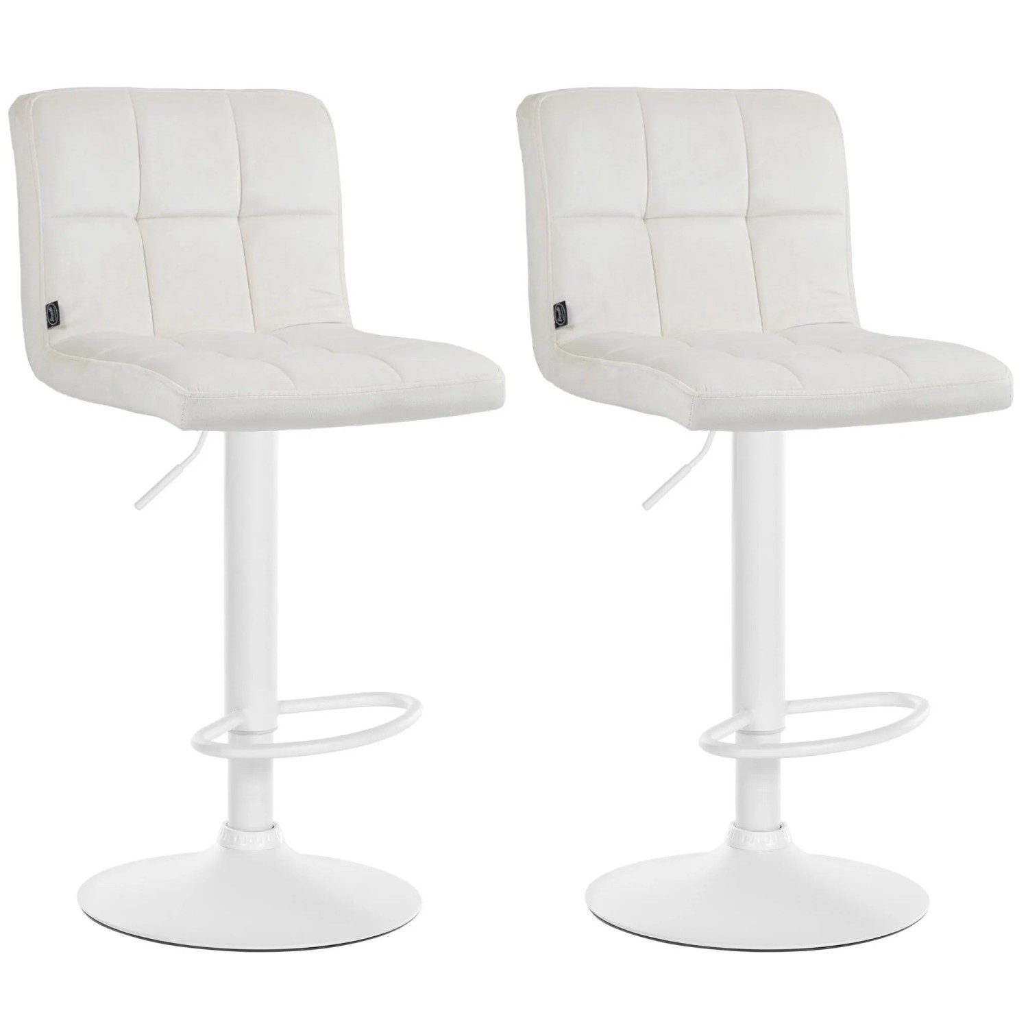 DELUKE 2er Set Barhocker REZAR Samt Creme 46x47x94cm Weiß Barstuhl Mit Lehne Tresenhocker Tresenstuhl