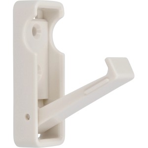 Weißer Siro Klapphaken SM8252 aus Kunststoff, Lochabstand 20 mm, abklappbar.