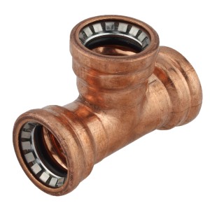 Kirchhoff T-Stück, blank, 15 mm, mit 3 Muffen für Wasser- und Heizungsleitungen.