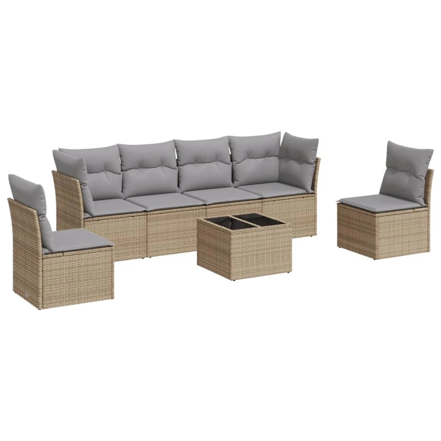 vidaXL 7-Tlg Garten-Sofagarnitur mit Kissen Beige Poly Rattan 3249218 günstig online kaufen