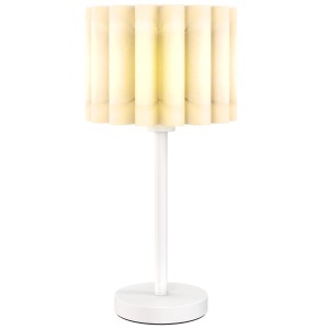 Weiße HOMCOM Tischlampe mit gewelltem Lampenschirm und E27 Fassung für Innenräume.