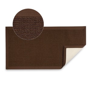 Dunkelbrauner Sisalteppich Amazonas mit breiter Bordüre, geeignet für alle Wohnbereiche.