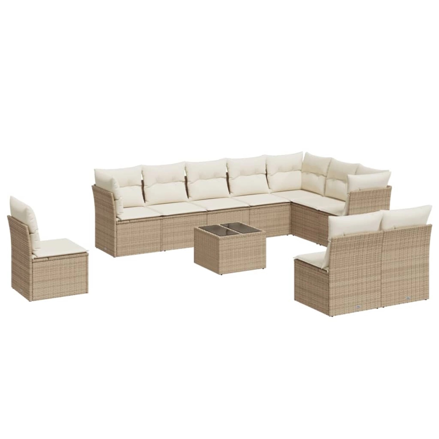 vidaXL 11-Tlg Garten-Sofagarnitur mit Kissen Beige Poly Rattan 3249647 günstig online kaufen