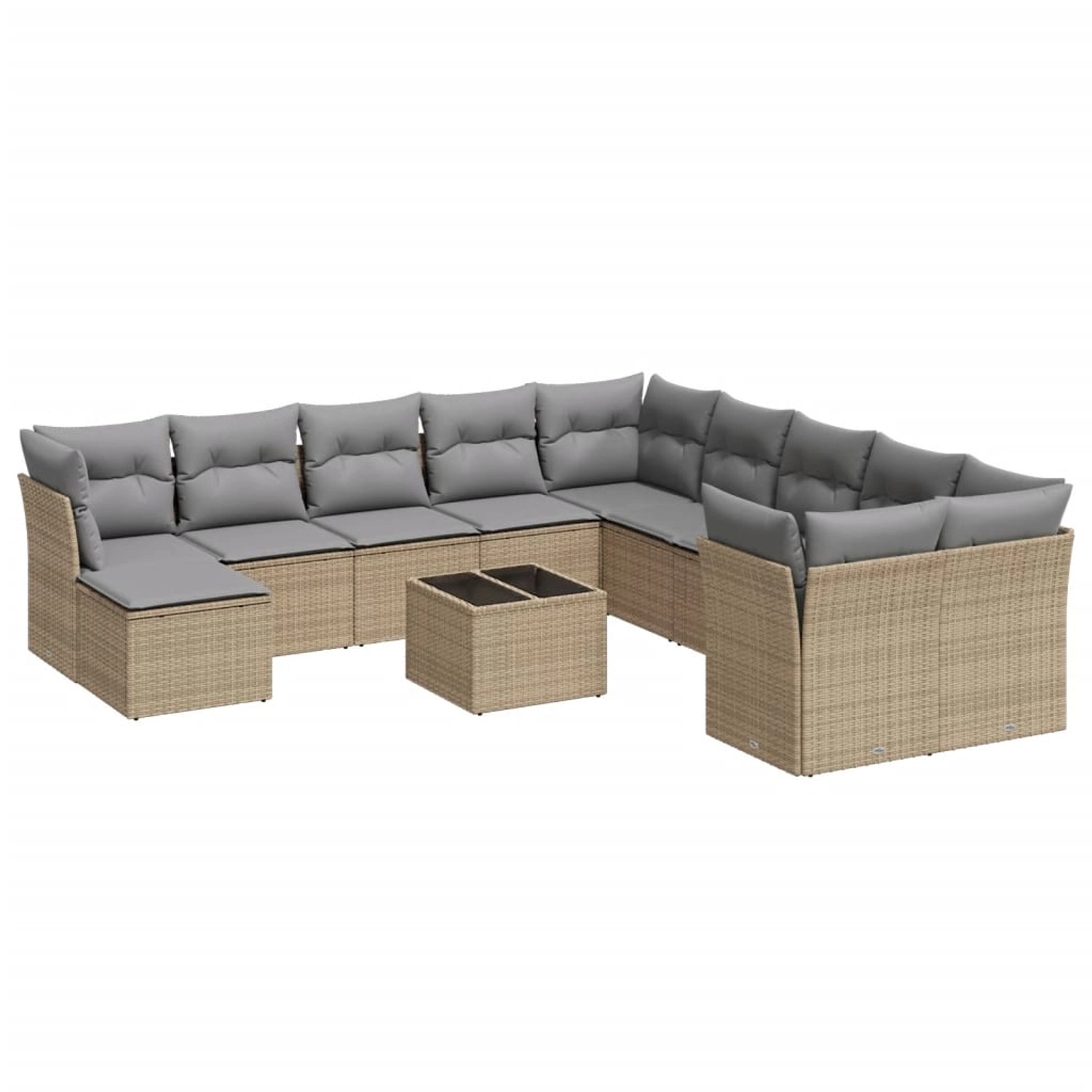 vidaXL 12-Tlg Garten-Sofagarnitur mit Kissen Beige Poly Rattan 3250458 günstig online kaufen