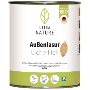Dose Ultra Nature BIO Außenlasur Eiche Hell 0,75l für Holzschutz im Außenbereich.