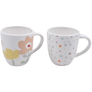 Boltze Jumbobecher Wrennie, 2-fach sortiert, mehrfarbig mit Blumen- und Punktmuster.