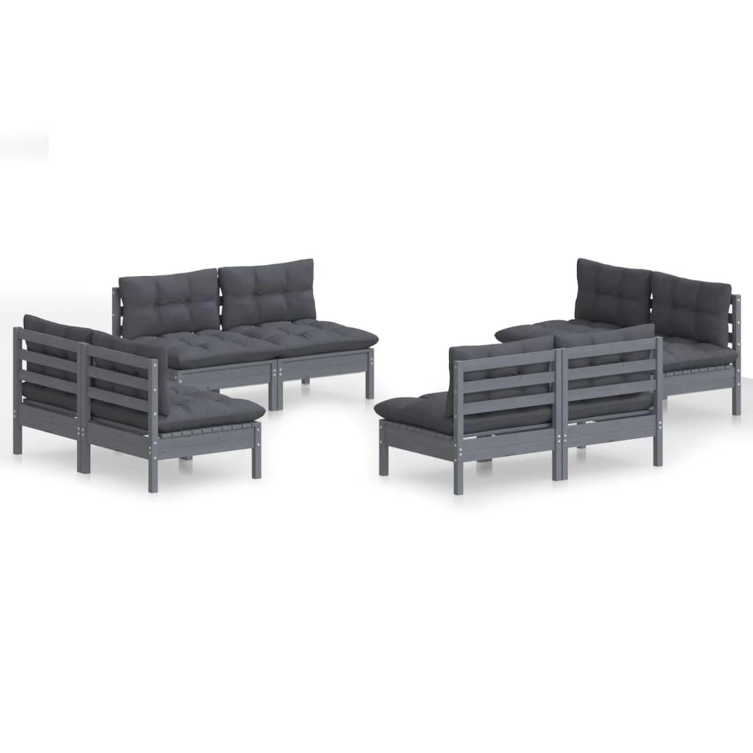 vidaXL 8-tlg Garten-Lounge-Set mit Anthrazit Kissen Kiefernholz Modell 2 günstig online kaufen