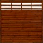 Sichtschutzzaun Nicea, Teak, 180x180cm, mit gewellten Lamellen im oberen Bereich.