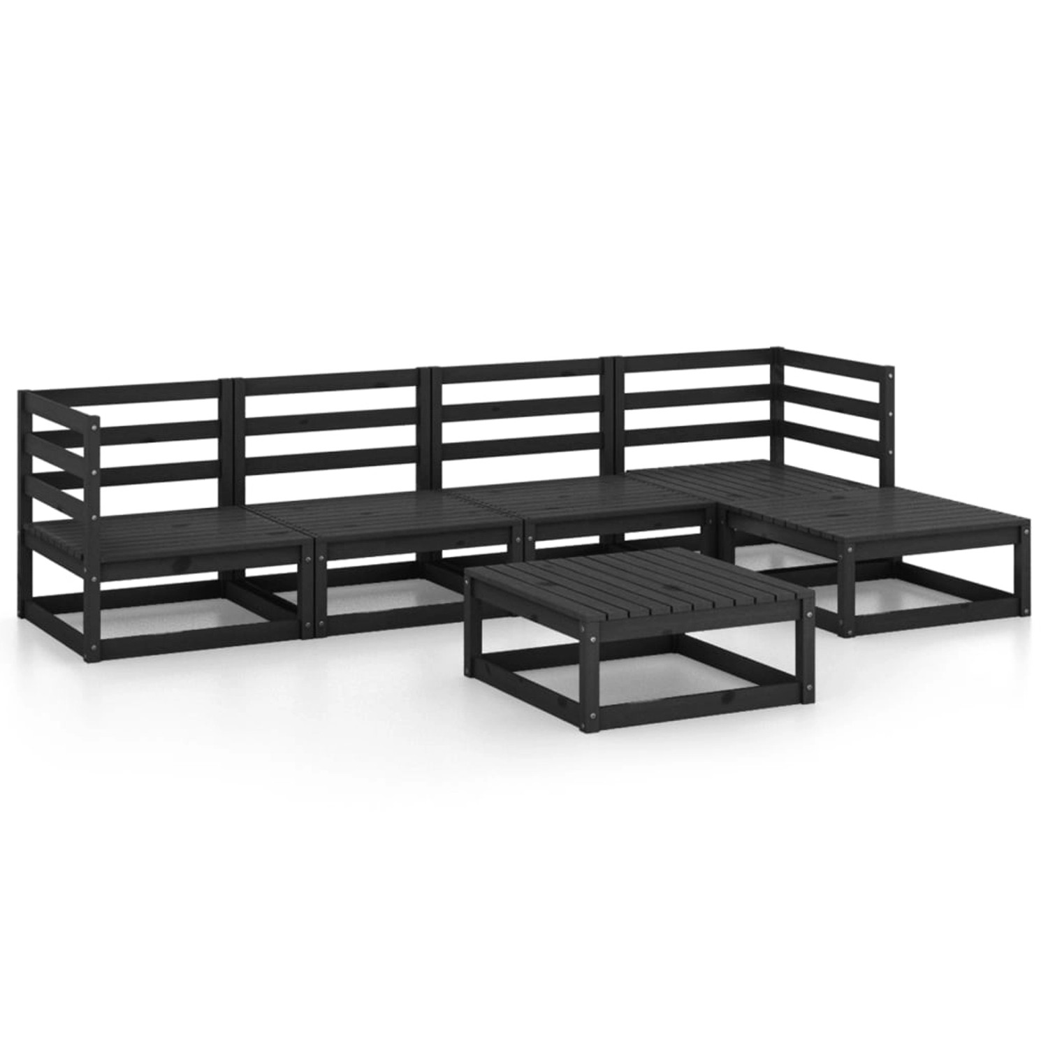 vidaXL 6-tlg Garten-Lounge-Set Schwarz Massivholz Kiefer  Modell 101 günstig online kaufen