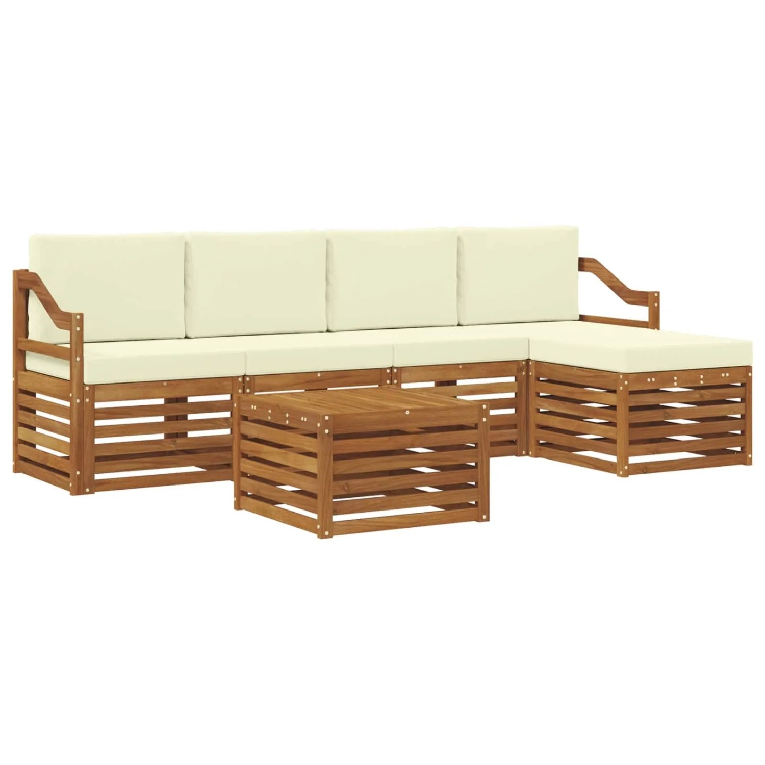 vidaXL Sofagarnituren 6 Tlg Natur und Creme Massivholz Akazie 3374705