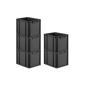 PROREGAL Eurobox Nextgen Grip HxBxT 32x30x40cm 30 Liter Griffe Geschlossen Schwarz Eurobehälter Transportbox Transportbehälter