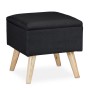 Relaxdays Hocker mit Stauraum Kunstleinen MDF Holz Schwarz Gepolstert 40 cm x 40 cm x 40 cm 6,5 kg