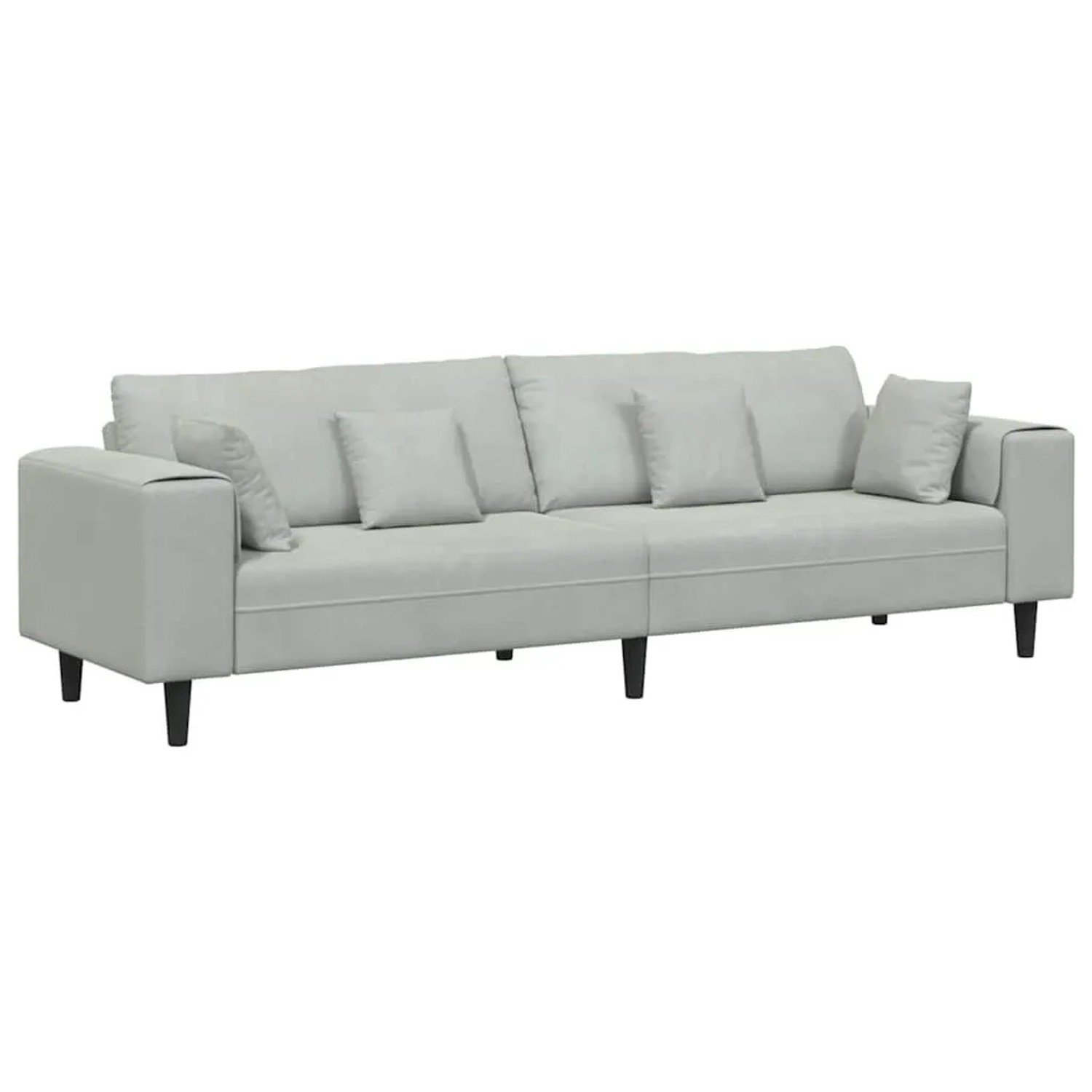 vidaXL Sofa mit Kissen Hellgrau 250 x 77 x 76 cm Samt 3335153