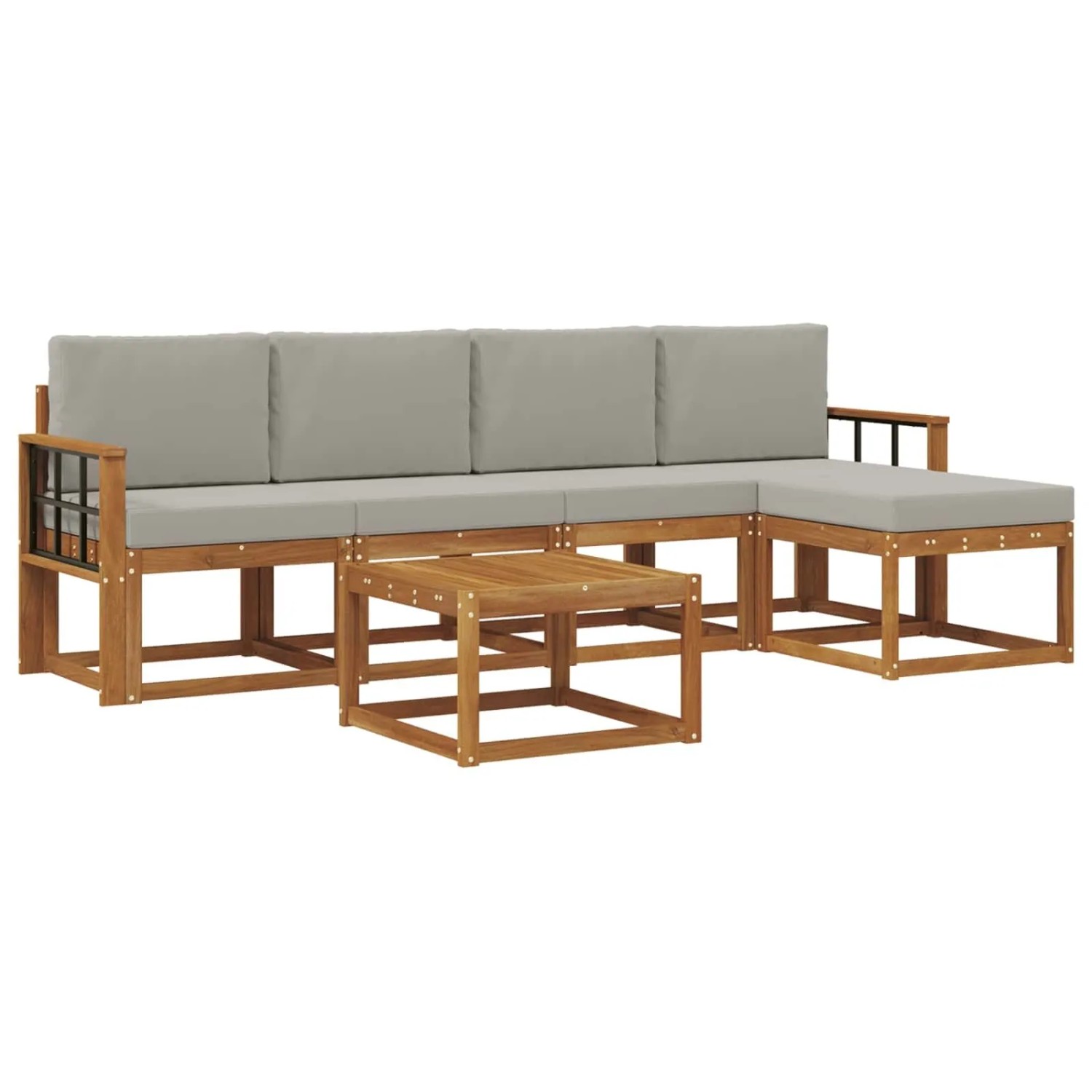 vidaXL Outdoor-Sofagarnitur mit Kissen 6 Stk Natur und Hellgrau 3366299