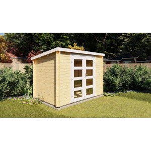 Finn Art Finn art Blockhaus 28mm Flachdach Gartenhaus aus Holz Funny 13 3x2 m ohne Fußboden