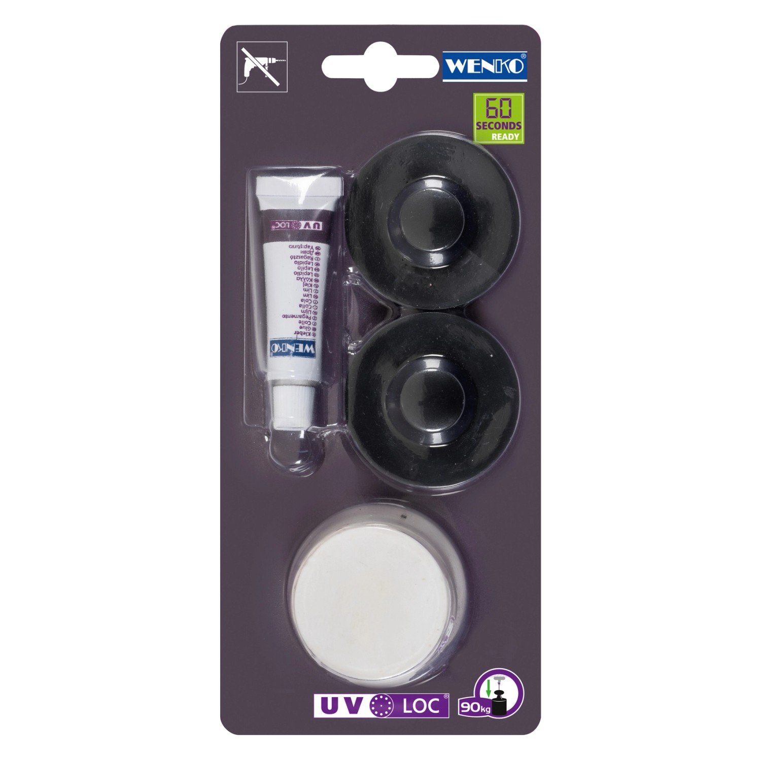 WENKO Befestigungsset UV-Loc® Schwarz