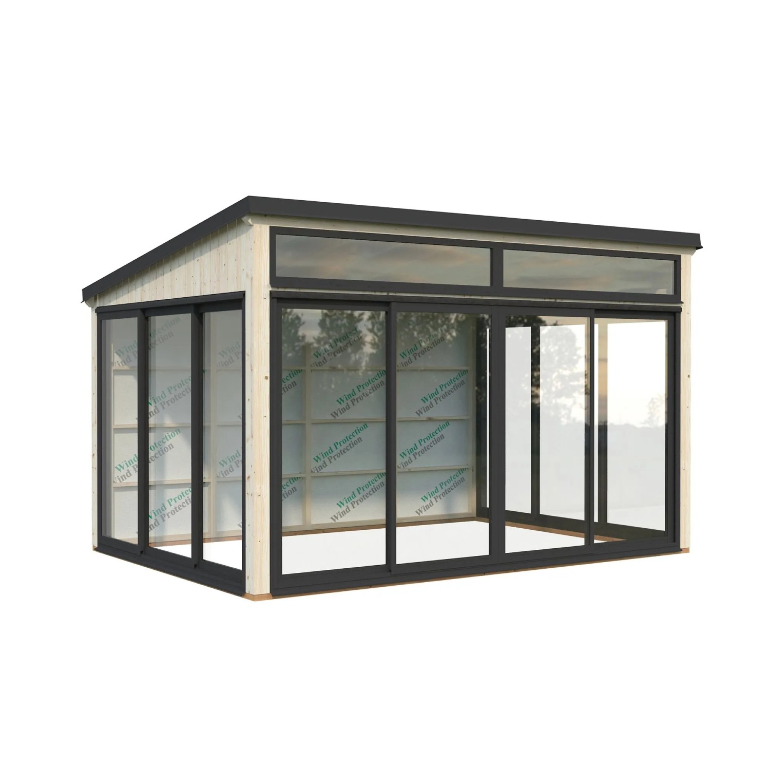 Palmako Holz-Gartenhaus Saga Slide Pultdach Tauchgrundiert 420 cm x 297 cm